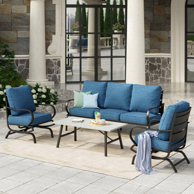 Tapasi Patio Conversation Set with Rocking Lounge Chairs  & Sofa