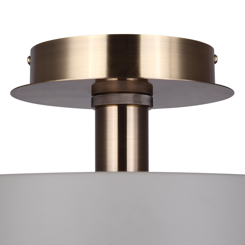 Devonna 12.75 In. 1 Light Integrated LED Matte Gray And Gold Transitional Flush Mount With Gray Metal Shade