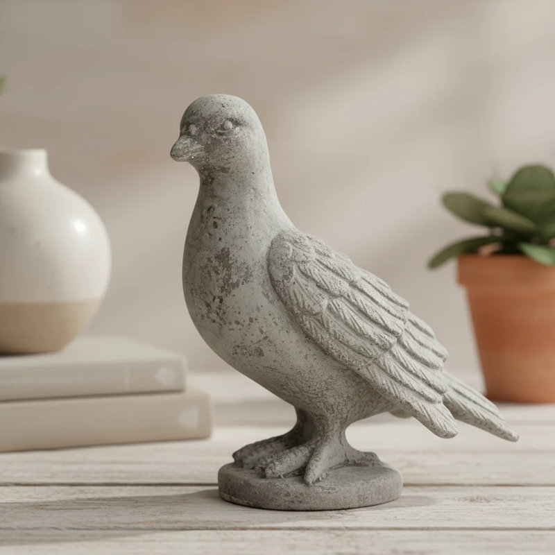 Figurine d’oiseau sur pied cardinal ciment Atwater