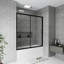 Pare-baignoire 60 po x l 62 po | Simple coulissant | Verre trempé transparent de 1/5 pouce d'épaisseur | Avec poignée en acier inoxydable | Noir-121011183