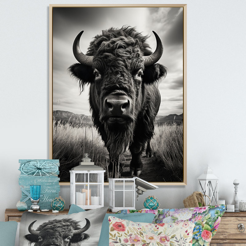 Bison Tales Of The Prairies - animaux, impressions sur toile, H 40 po x l 30 po x P 1,5 po, Cadre naturel flottant
