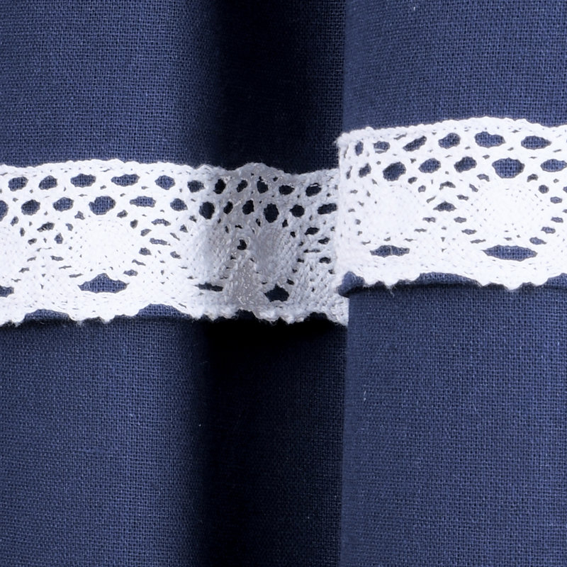 Linen Lace Linen Curtain Pair, Navy