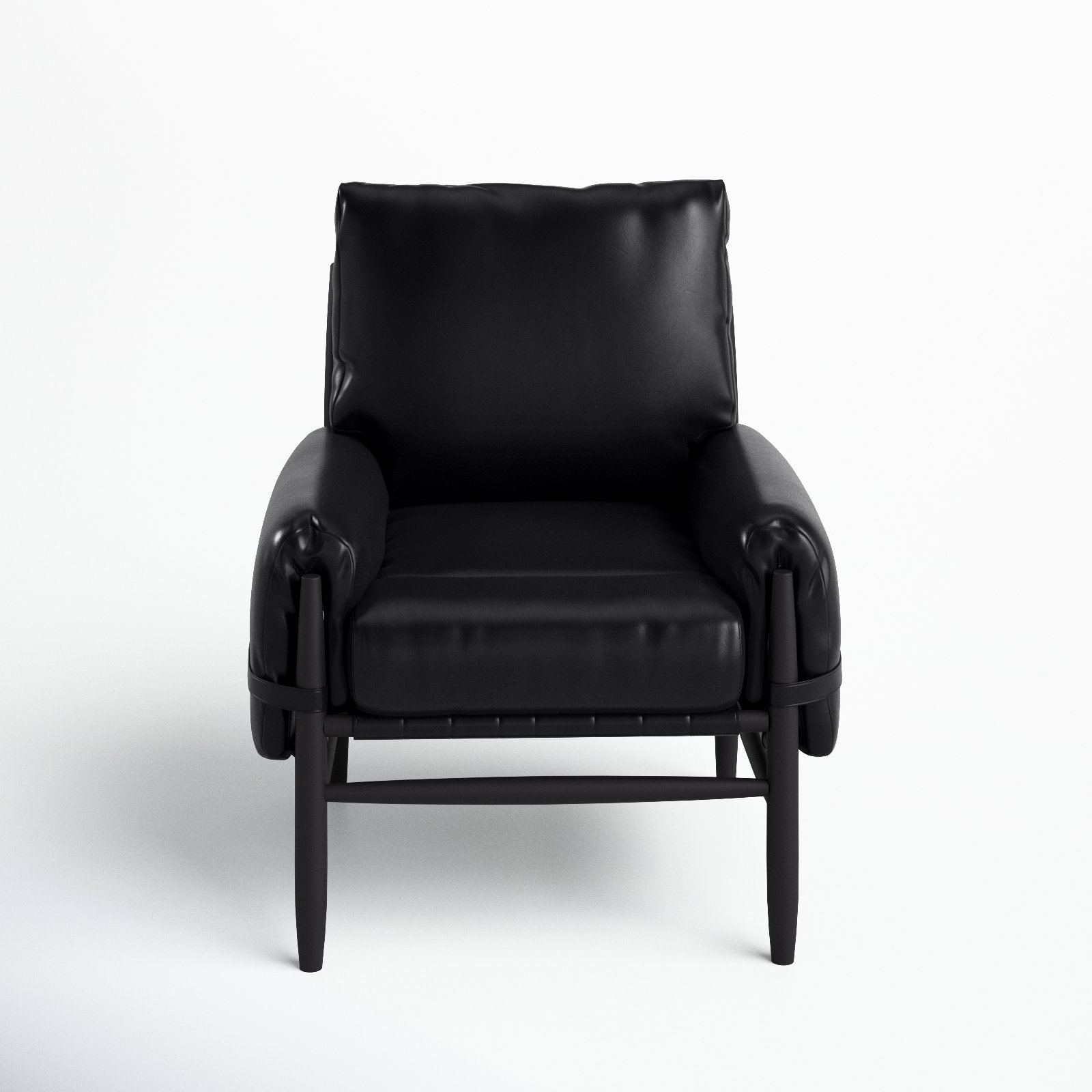 Marla Vegan Leather Armchair, Black Faux Leather