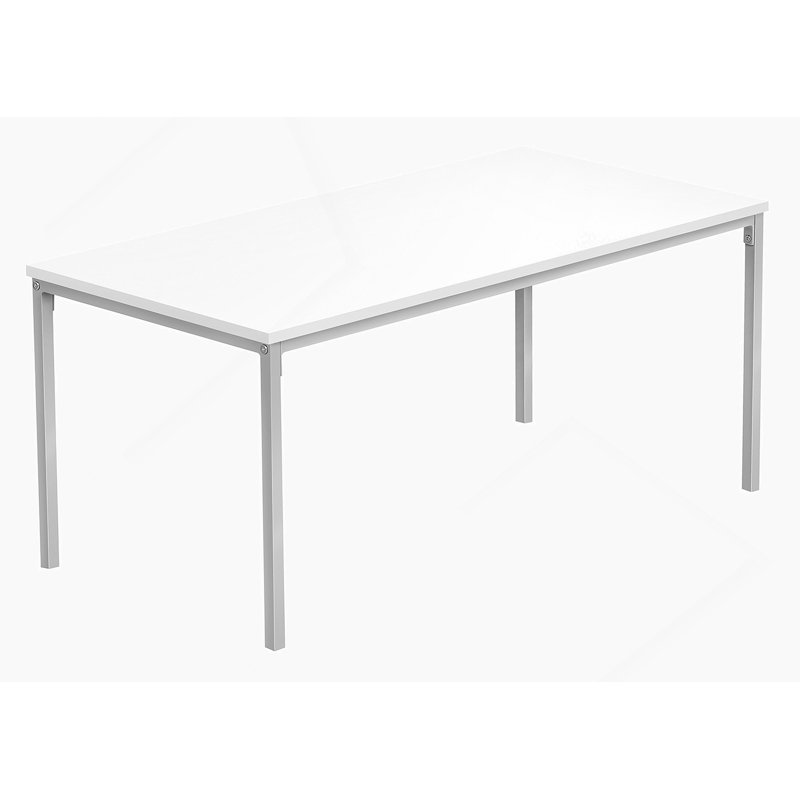 Table basse, accent, cocktail, rectangulaire, stratifié blanc, métal gris