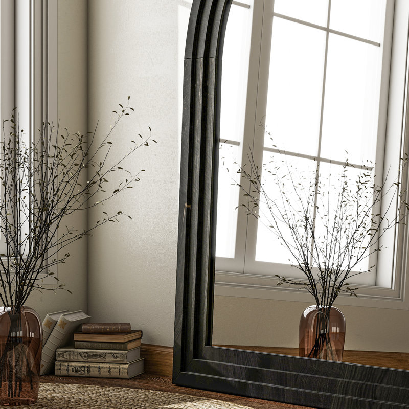 Wood Framed Wall Mirror, 35.4" x 24", Black Wood