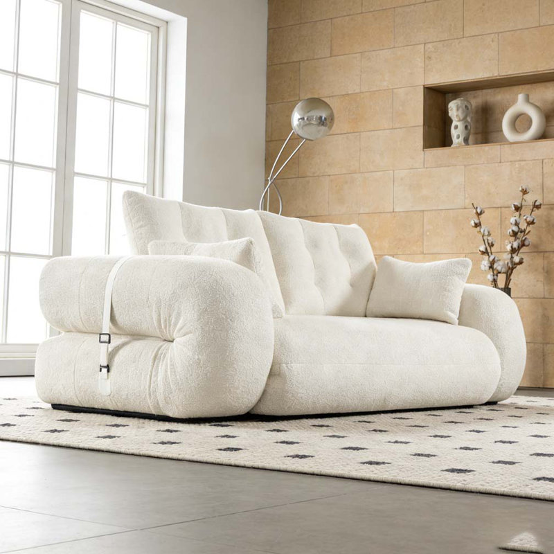 Canapé-lit pliable multifonctionnel 78,7 po, Beige et blanc