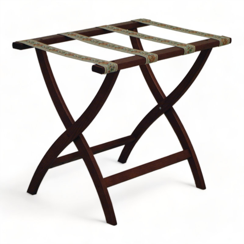 Porte-bagages pliable en bois, Acajou, Brun clair