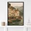 «Coastal Italian Cliffside Town with Arched Bridge and Calm Sea», reproduction d'art sur toile encadrée-1008257916-1008257905