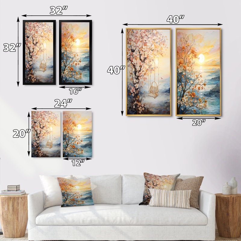 «Bold Sunrise Eernal Renewal», 2 pièces, Toile tendue, H 24 po x l 20 po