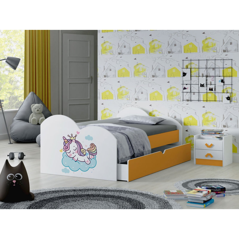Humfleet European Toddler (80 X 160cm) Cabin Bed Themed Beds with Storage Included, Orange