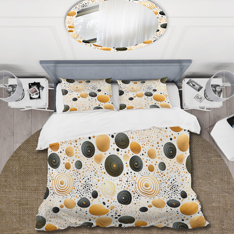 Ensemble de housse de couette à pois dorés I, Housse de couette pour très grand lit et 2 très
