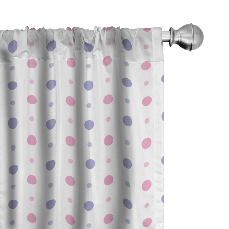 Blue Polka Dot Light Filtering Rod Pocket Curtain Panels, 28" x 63", Set of 2