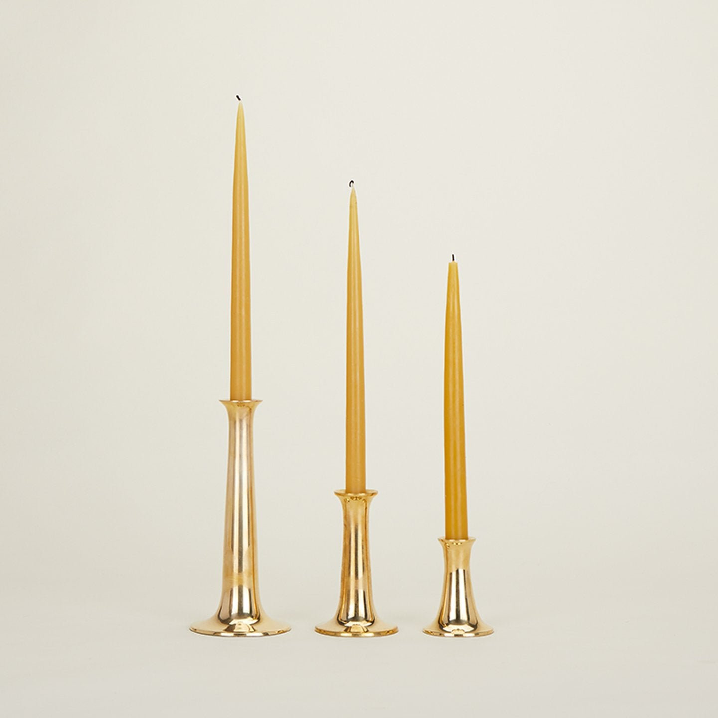 Aluminum Candlestick Holder, Brass, 9" H x 4" W x 4" D