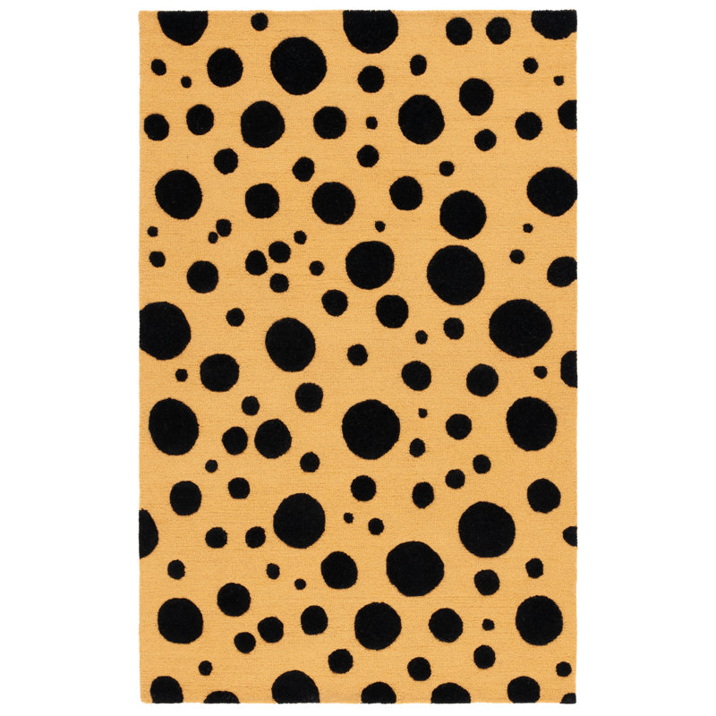 Tapis performance / performance en laine / coton touffeté à la main Jennabelle - doré / noir, Rectangle 8 pi x 10 pi