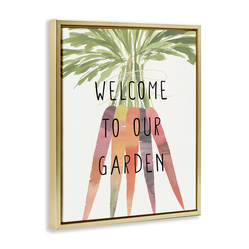  Welcome Garden with Carrots Framed Floater Canvas Wall Art by Annie Warren, H 31 po x l 25 po