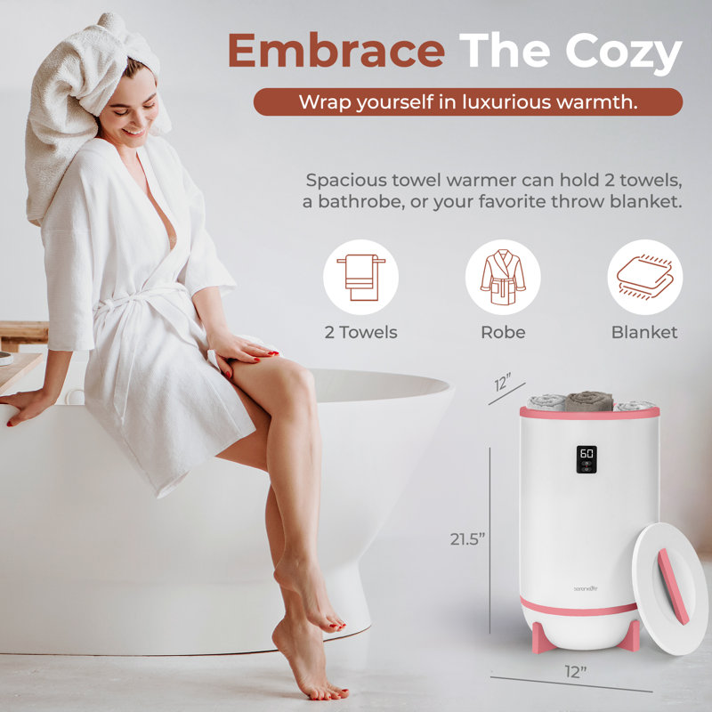 SereneLife Single Touch Electric Towel Warmer, Pink