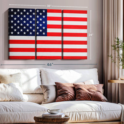 Drapeau «Wood, États-Unis d'Amérique, impression sur toile»