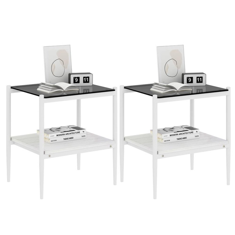 Ensemble de 3 tables basses et tables de bout, Blanc