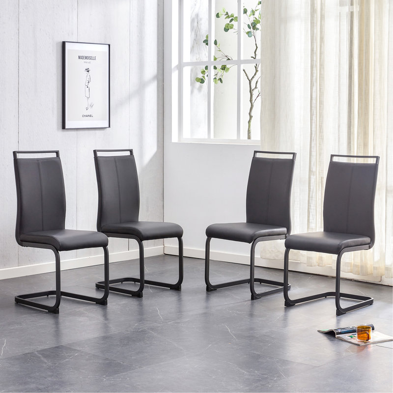 Versatile High-Back Upholstered Chair For Various Spaces With Sturdy Metal Legs, 4, Black, Black