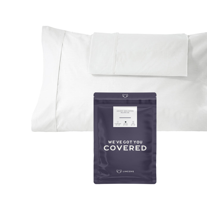 Lincove Soft and Durable Bed Pillowcase - 100% Cotton Sateen - 1 Pack, King Pillow Case