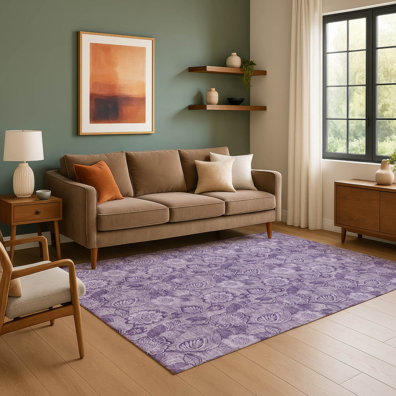 Premium Machine Washable Ralston AMF1939 Floral Rug, Rectangle 3' x 5'