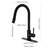 Stainless Steel Kitchen Faucet With Pull Down , Matte Black Finish, 360 Rotating Nozzle, Two Water Output Modes, Convenient Temperature & Flow Management Faucet, Black, Steel, Easy-1919183891