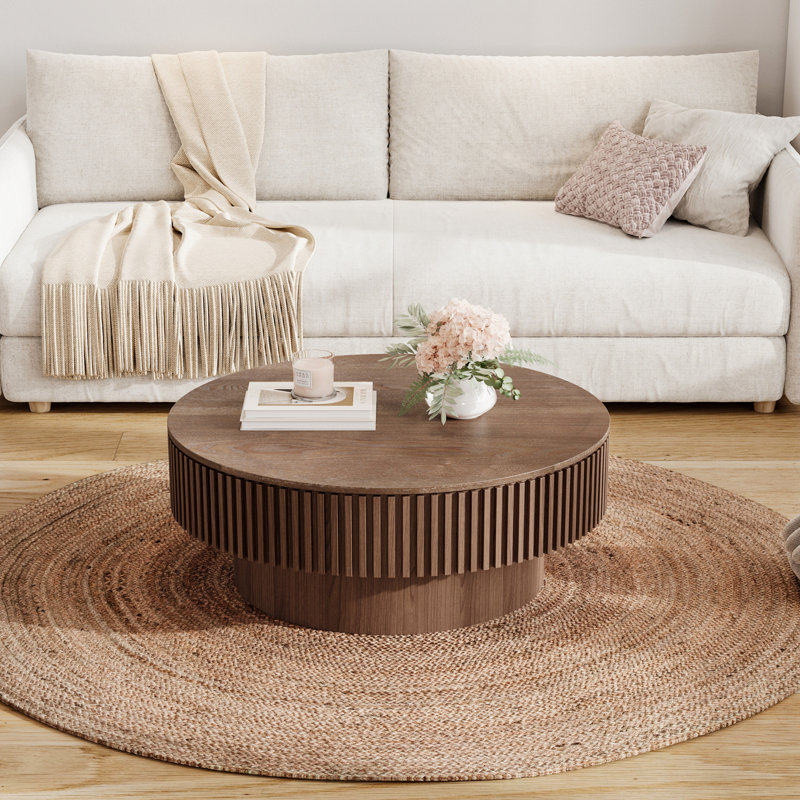 Rond Asya avec rangement rabattable, Noyer