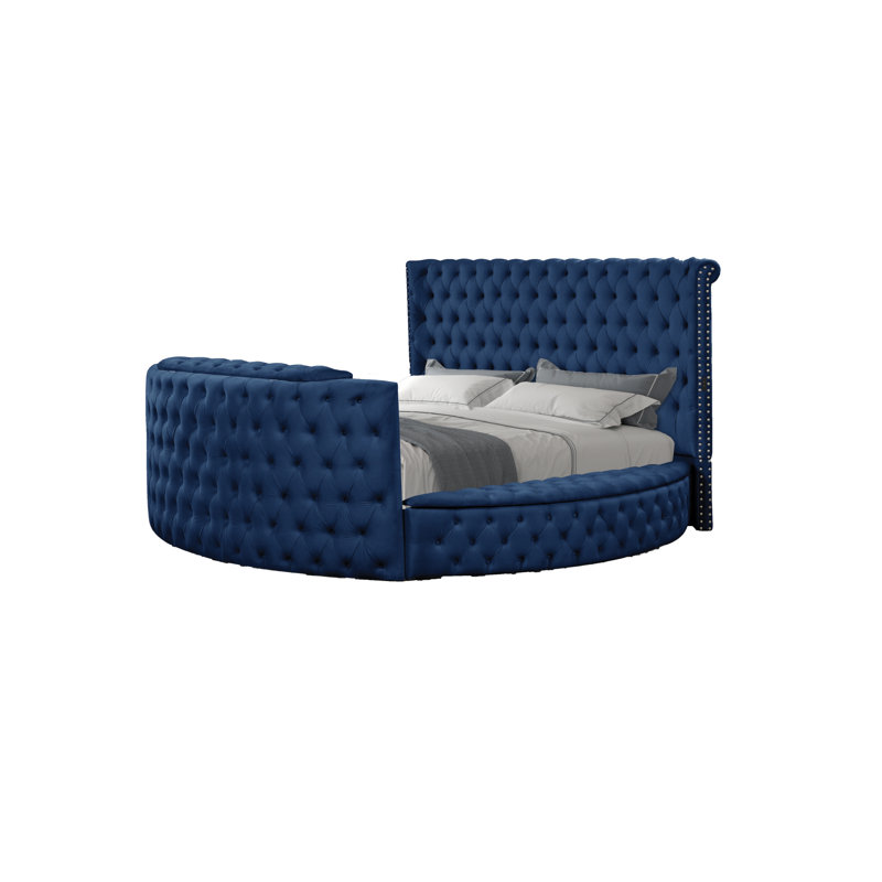 Lit avec rangement Kavinda, Bleu marine, Grand