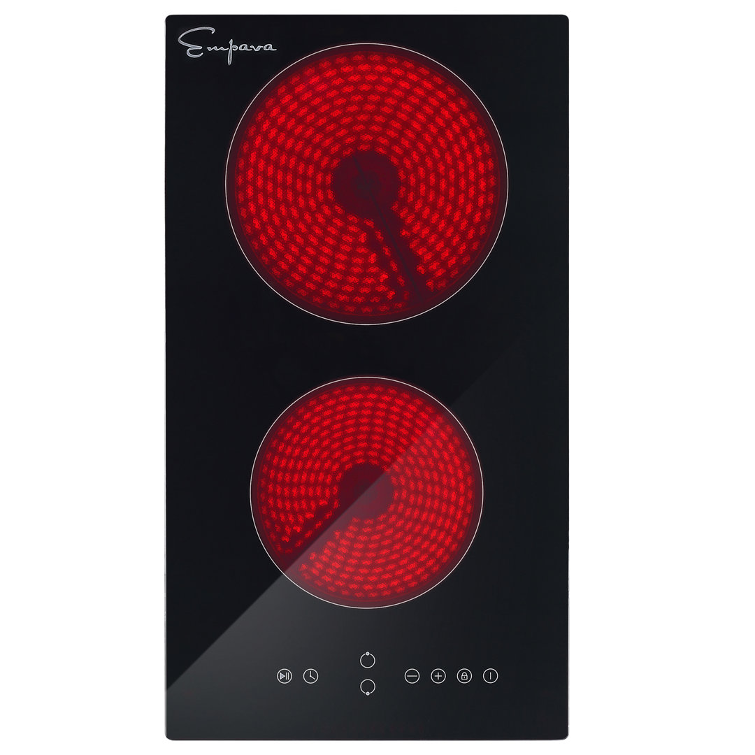 11.34" Electric Cooktop with 2 Burners, Radiant Electric Cooktop, Black Empava