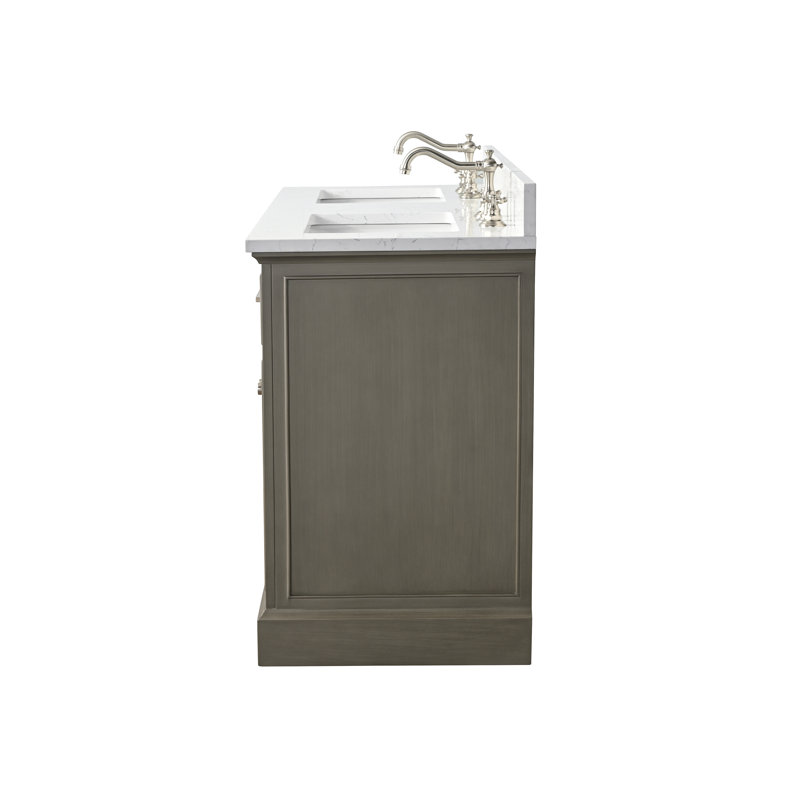 Thompson 54" W Double Bathroom Vanity, Silver Gray/Brushed Nickel