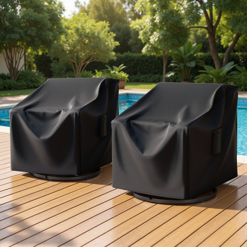 Housse pour meuble d'extérieur 2 pièces en tissu Oxford 600D de haute qualité avec poignées 2 pièces, Noir
