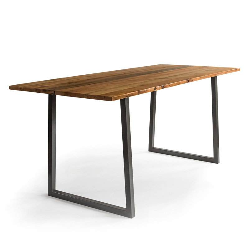 Doron Solid Wood Top Metal Base Dining Table, Bourbon, 42" H x 72" L x 36" W