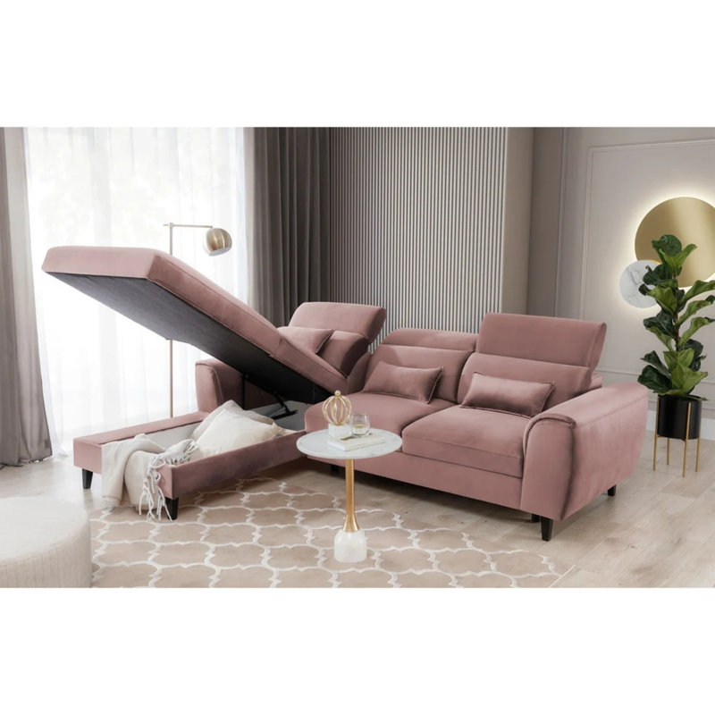 Canapé-lit modulaire avec rangement Foble - Rosé, Faisant face vers la gauche, Rosé