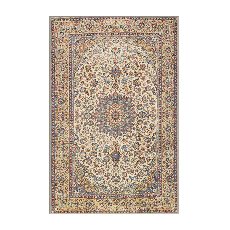 Tapis oriental brun / gris / bleu Veer, Rectangle 7 pi x 9 pi