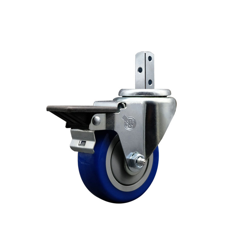 Polyurethane Caster, 7/8" square stem, Blue