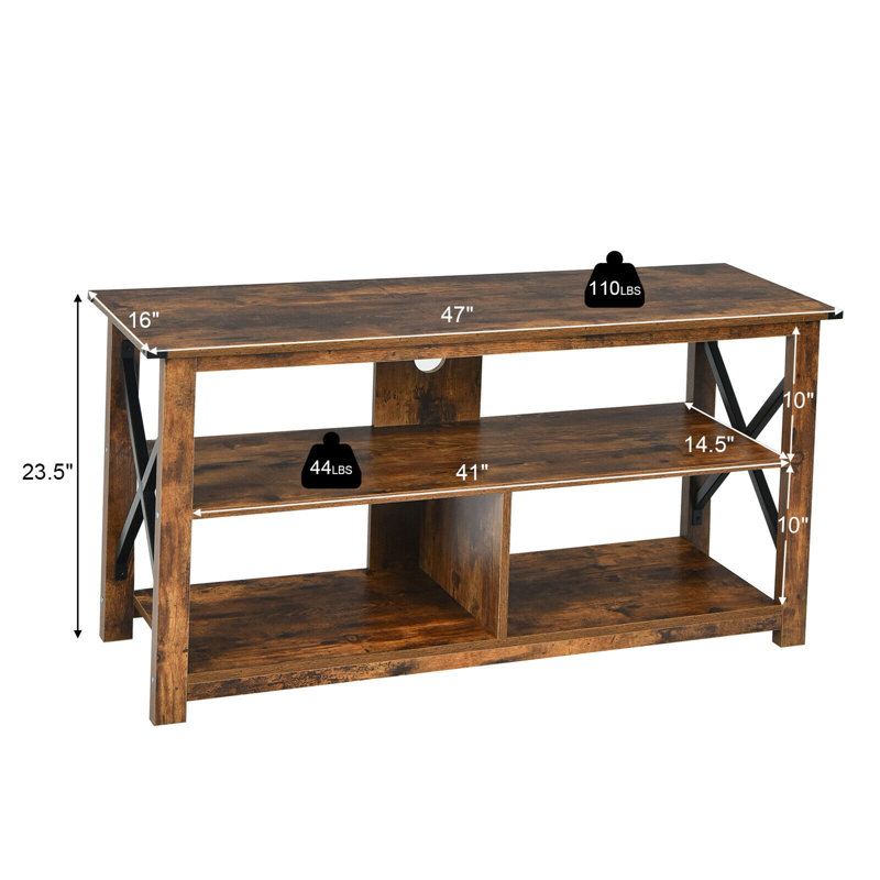 Biermann Unfinished TV Stand for TVs up to 55", Rustic Brown