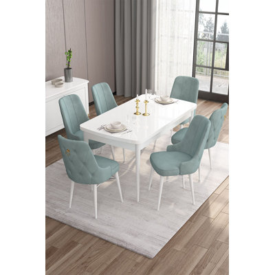 Extendable Dining Table & Chairs Set (7 Pieces)