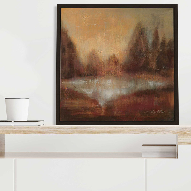 «Rain II» par Silvia Vassileva - Peinture, L 21,5 po x H 21,5 po, Encadrement brun