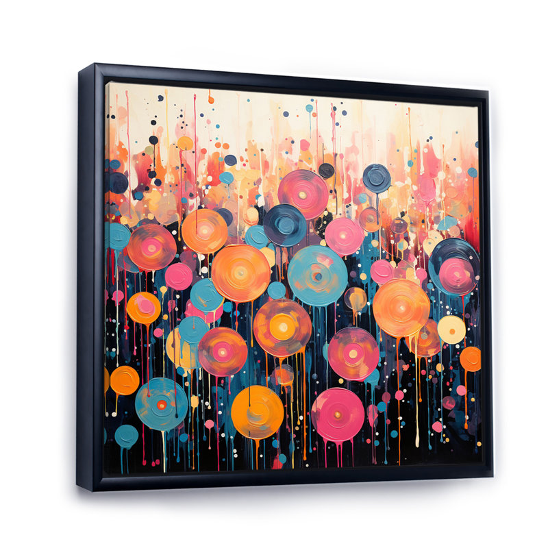 Impression sur toile, disque vinyle Rhapsody III, H 30 po x l 30 po x P 1 po, Cadre flottant noir