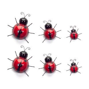 6 Piece Mountable Ladybugs Wall Décor Set