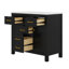 Ensemble de meuble-lavabo avec lavabo en céramique, armoire de rangement au sol avec 4 tiroirs et 2 armoires-116925766