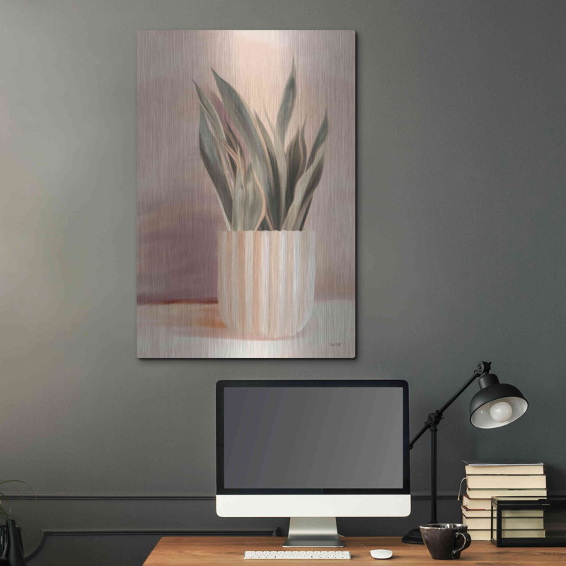 «Striped Bohemian Plant II» par House Fenway, art mural en métal, 24 po x 36 po
