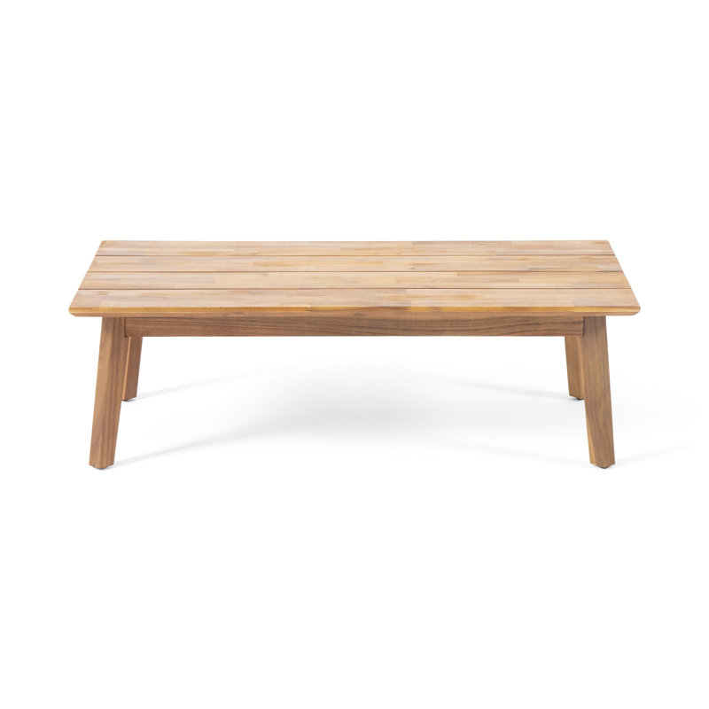Ensemble de causeuse et table basse en bois d'acacia moderne - Mobilier de patio beige pour petits espaces