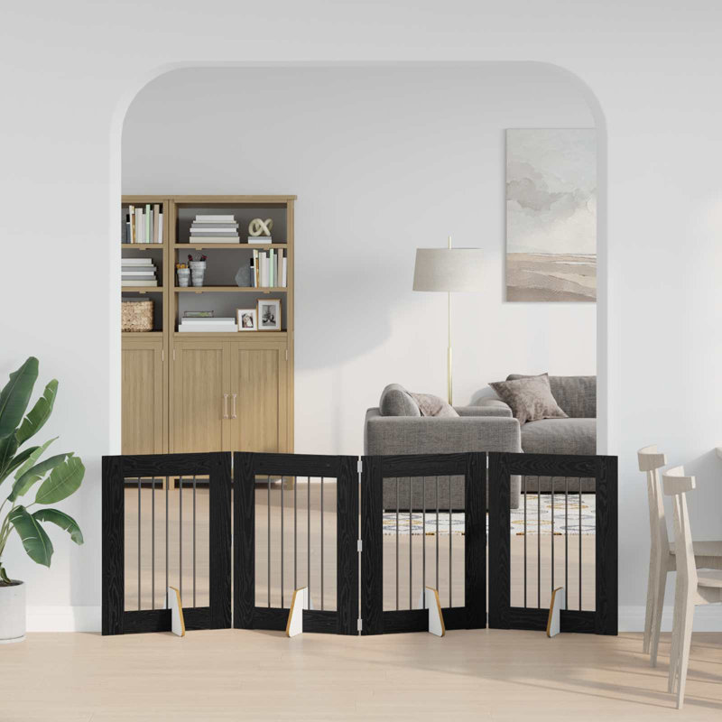 Pet Crate, 60cm H x 200.5cm W x 34cm D, Black Oak