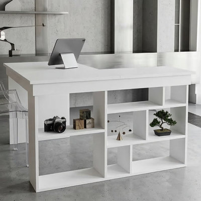 Arden L-Shaped Executive Desk With Integrated Shelving