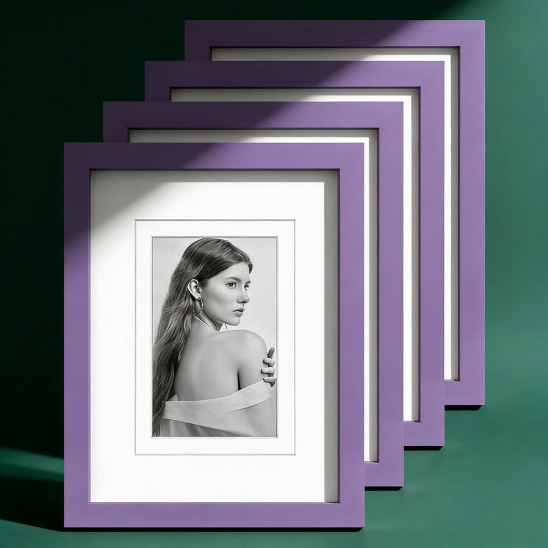 Ensemble de 4 cadres photo 9 x 12 avec plexiglas, plateau de table en bois massif et cadres muraux à afficher avec ou sans passe-partout