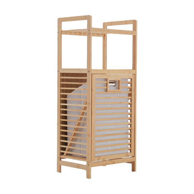 Bamboo and Canvas Laundry Basket