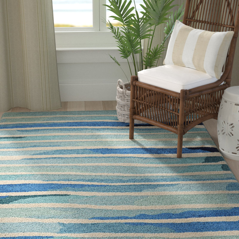 Equelle Handmade Rug Ivory And Blue, Rectangle 8' x 10'
