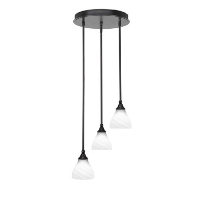 Luminaire suspendu suspendu en grappe à 3 lumières avec verre de marbre blanc 6,25 po Myrtie