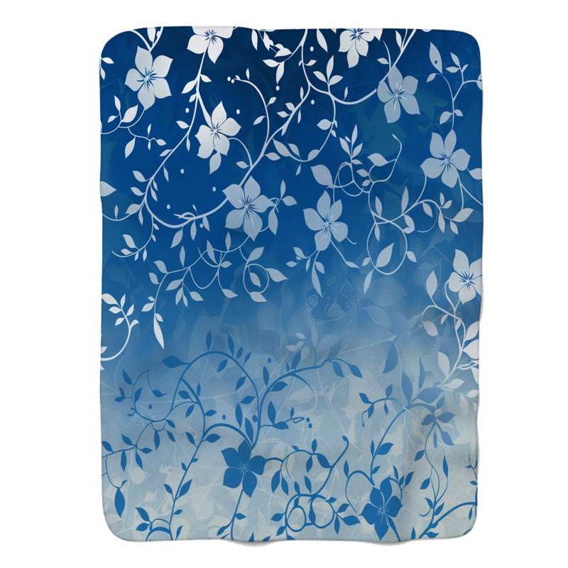 Motifs de fleurs ombragées - couverture Sherpa de qualité supérieure 1 pièce, Lit simple